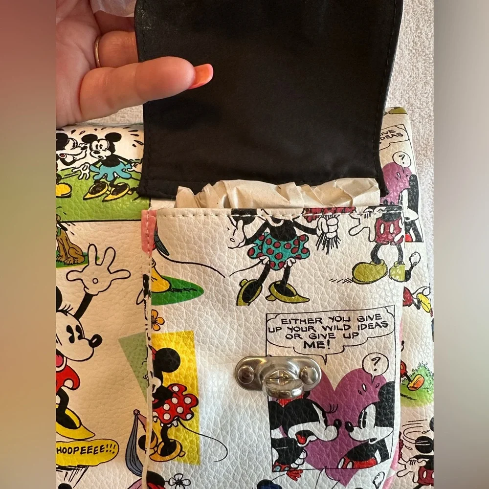 Disney Parks Retro Mickey Mouse Minnie Mouse Animated Comic Strip Bag  Purse NWT